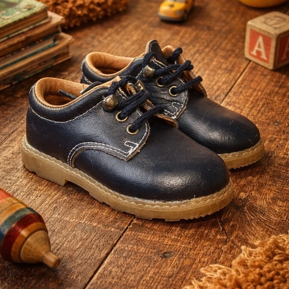 Vintage 1970s Playclothes Little Boys Shoes Sz 6 Navy Blue Loafer Toddler